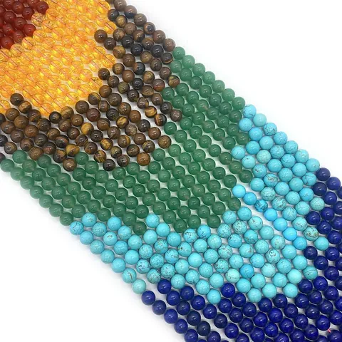 Natural Stone Round Beads Tiger Eye Lapis Lazuli Red Agate For DIY Jewelry Making Necklace Bracelet Accessories