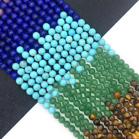 Perle Tonde in Pietra Naturale Lapis Lazzuli Occhio di Tigre Turchese Agata Perle Sfuse per Fai da Te Creazione Gioielli