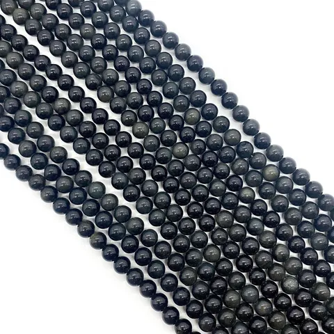 Perline Sciolte Tonde in Ossidiana Nera Naturale Pietra Autentica per Creazione di Gioielli DIY Accessori per Bracciali Collane Regalo Artigianale