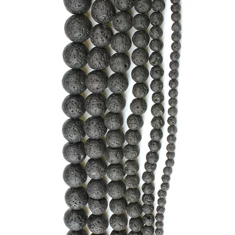 Natural Black Lava Stone Round Beads Volcanic Rock Matte Loose Beads For DIY Necklace Bracelet Jewelry Making Accessories