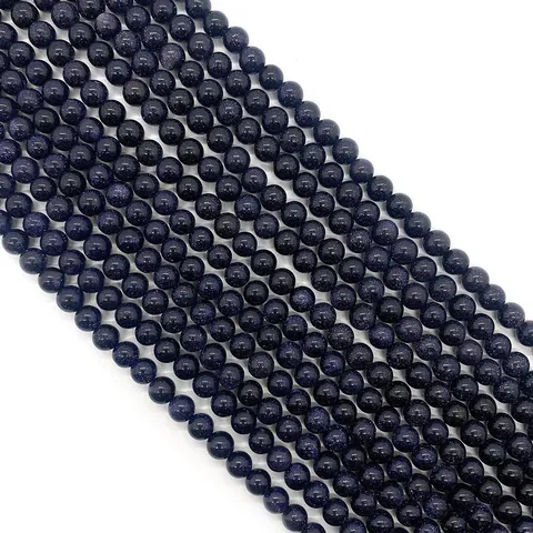 Perles en Vrac Rondes en Pierre de Sable Bleue Effet Ciel Étoilé pour Fabrication Bijoux Artisanaux Collier Bracelet Accessoires