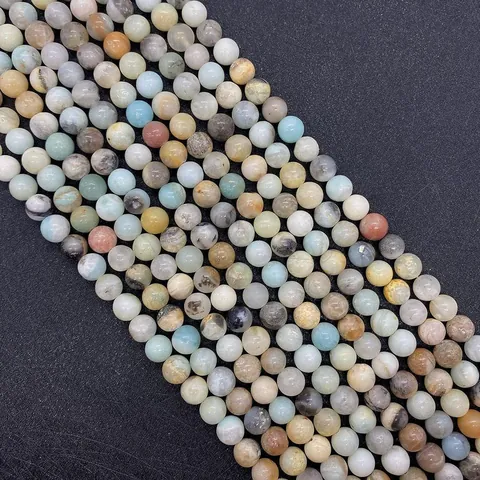 Perles Rondes en Pierre d'Amazonite Naturelle Couleur Mixte Polies Perles en Vrac Pour la Fabrication de Bijoux DIY Collier Bracelet