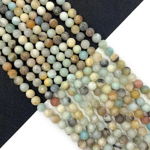 Cuentas de Piedra Natural de Amazonita Redondas Sueltas Multicolor Para DIY Joyería Collar Pulsera Accesorios Cuentas Pulidas