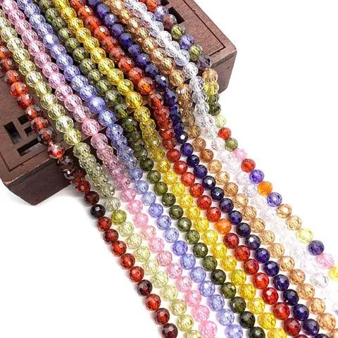 Natural Stone Faceted Round Zirconia Beads Loose Spacer Beads For DIY Jewelry Making Necklace Bracelet Accessory