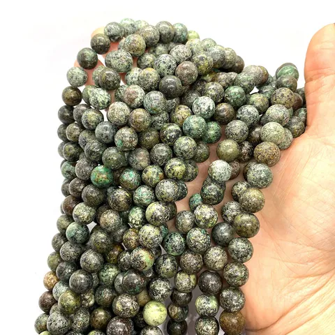 Natural African Turquoise Round Beads Jasper Stone Loose Spacer Beads For DIY Jewelry Making Necklace Bracelet Accessory