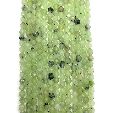 Natural Faceted Prehnite Stone Round Loose Beads For DIY Jewelry Making Bracelet Necklace Crafting Artistic Accessories