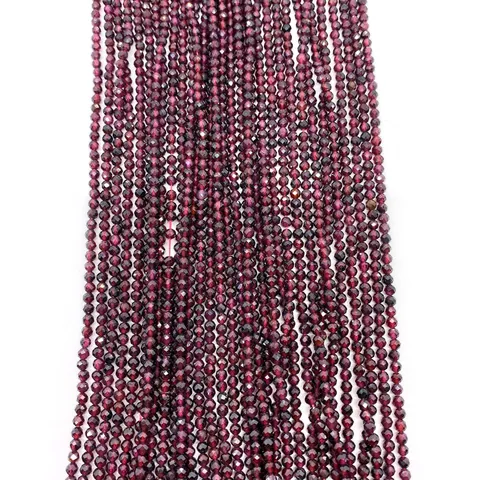 Natuurlijke Granaat Gefacetteerde Losse Kralen Donkerrood Ronde Edelsteen Streng Voor DIY Sieraden Maken Armband Ketting Cadeau