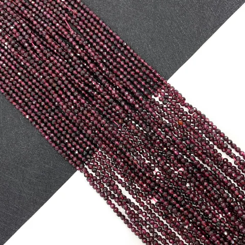 Natuurlijke Granaat Gefacetteerde Losse Kralen Donkerrood Ronde Edelsteen Streng Voor DIY Sieraden Maken Armband Ketting Cadeau