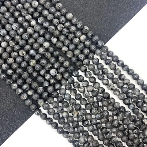 Natural Labradorite Round Loose Beads Dark Gray Flash Stone For DIY Jewelry Making Necklaces Bracelets Handcraft Supplies