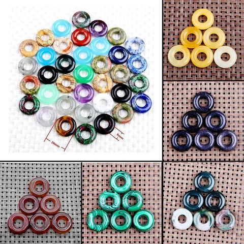 Natural Stone Donut Ping An Kou Round Pendant For DIY Jewelry Making Bracelet Accessory Necklace Finding Pendant Only