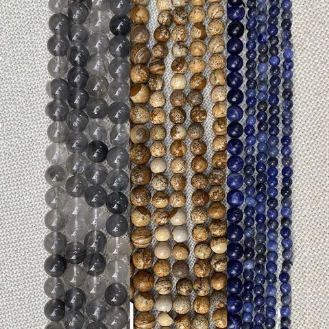 Perle Tonde in Pietra Naturale per la Creazione di Gioielli Fai da Te Agata India Diaspro Ossidiana Perle per Collane Bracciali Orecchini Accessori