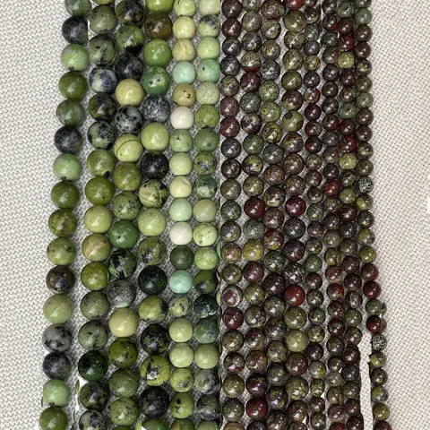 Natural Stone Round Loose Beads Chrysoprase Dragon Blood Stone Strand For DIY Jewelry Making Bracelet Necklace Accessories