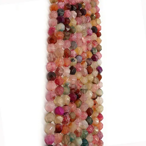 Natural Stone Faceted Dragon Vein Agate Round Beads DIY Jewelry Making Colorful Polished Agate Beads Bracelet Accessories