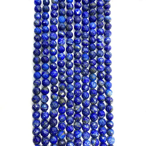 6mm Faceted Natural Lapis Lazuli Round Loose Beads Deep Blue Stone Beads For DIY Jewelry Making Handmade Necklace Accessory