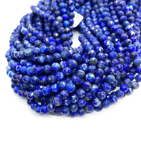 6mm Faceted Natural Lapis Lazuli Round Loose Beads Deep Blue Stone Beads For DIY Jewelry Making Handmade Necklace Accessory