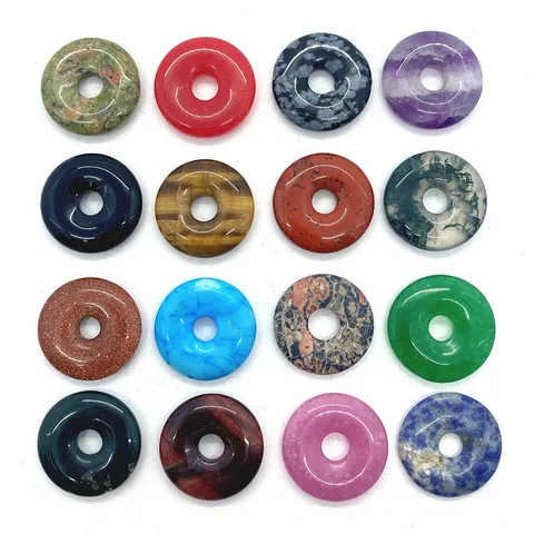 Naturstein Donut Pi Scheibe Anhänger Runde Kreis Charms Für DIY Schmuckherstellung Halskette Zubehör Nur Anhänger Ohne Kette