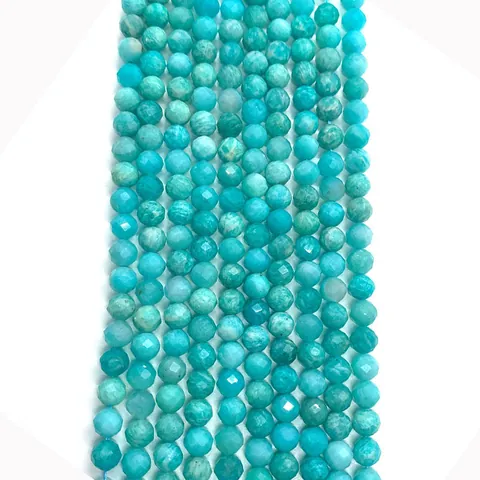 Cuentas de Piedra Natural de Amazonita Facetadas Cuentas Espaciadoras Sueltas Redondas para DIY Joyería Collar Pulsera