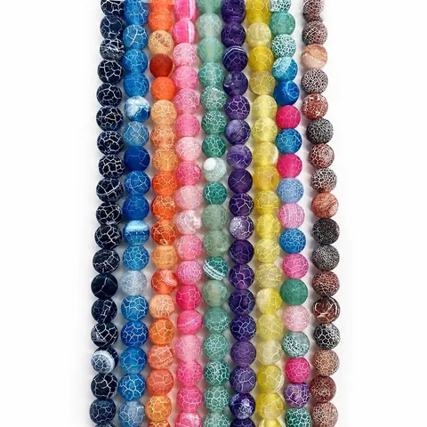 Naturstein Verwitterte Achat Perlen Rund Matt Gefrostet Drachenader Lose Perlen Für DIY Schmuckherstellung Zubehör Armband Handwerk