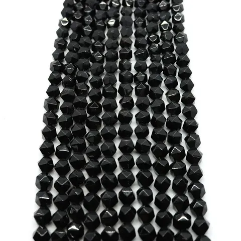 Natuursteen Gefacetteerde Zwarte Agaat Obsidiaan Ronde Losse Kralen Voor DIY Sieraden Maken Kettingen Accessoires