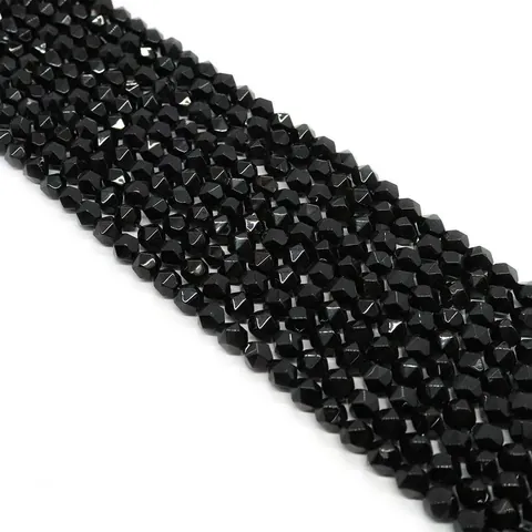 Natuursteen Gefacetteerde Zwarte Agaat Obsidiaan Ronde Losse Kralen Voor DIY Sieraden Maken Kettingen Accessoires