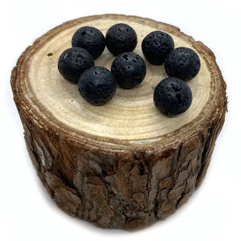 Natural Black Lava Stone Round Loose Beads For Jewelry Making DIY Bracelet Necklace Volcanic Rock Matte Porous Stone Accessory