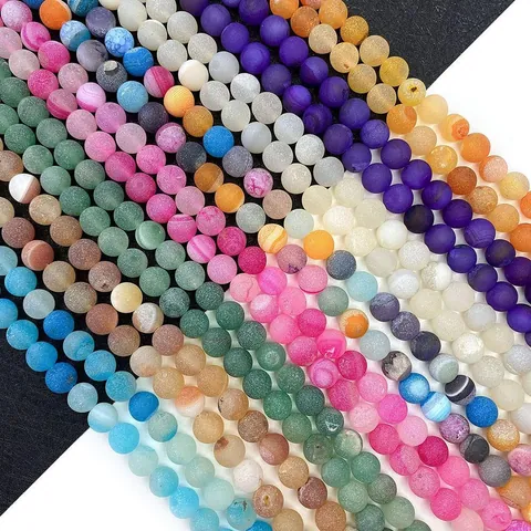 Natural Stone Matte Agate Beads Frosted Round Loose Beads For DIY Jewelry Making Necklaces Bracelets Accessories Diameter 6 8 10