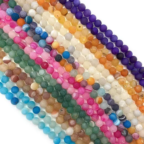 Natural Stone Matte Agate Beads Frosted Round Loose Beads For DIY Jewelry Making Necklaces Bracelets Accessories Diameter 6 8 10