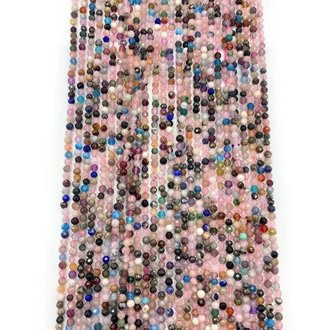 Faceted Natural Stone Beads 2mm 3mm 4mm Round Loose Spacer Beads For DIY Jewelry Making Necklaces Bracelets Accessories