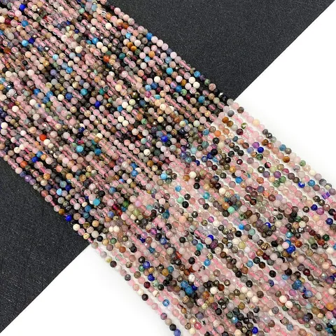 Faceted Natural Stone Beads 2mm 3mm 4mm Round Loose Spacer Beads For DIY Jewelry Making Necklaces Bracelets Accessories