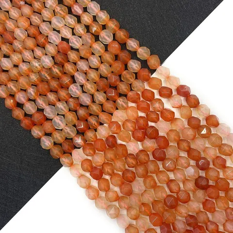Natural Red Agate Carnelian Faceted Round Loose Beads Size 6 To 10 For DIY Jewelry Making Handcrafted Accessories Gift
