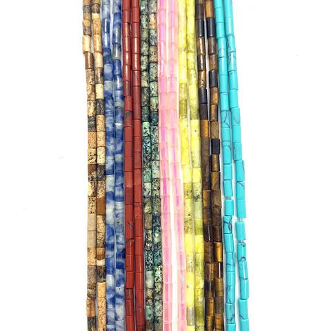 Natural Stone Cylinder Tube Beads For Jewelry Making DIY Necklace Bracelet Accessories Handmade Loose Spacer Beads Findings