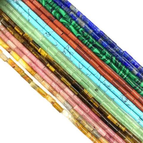 Natural Stone Cylinder Tube Beads For Jewelry Making DIY Necklace Bracelet Accessories Handmade Loose Spacer Beads Findings