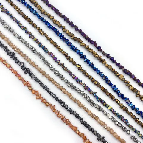 Irregular Natural Stone Chip Beads Electroplated Metallic Colored Loose Spacer Beads For DIY Jewelry Making Necklaces Bracelets Accessories