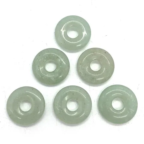 Natural Stone Green Aventurine Donut Pendant For DIY Jewelry Making Ping An Kou Round Ring Accessory Polished Gemstone Pendant
