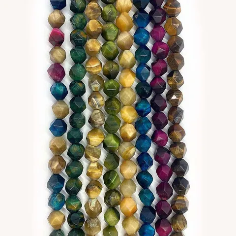 Natural Faceted Tiger Eye Stone Loose Beads Round Gemstone Beads For DIY Jewelry Making Bracelet Necklace Craft Accessory