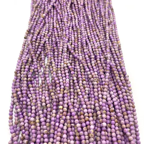 Natural Stone Faceted Purple Phosphosiderite Small Round Beads For DIY Jewelry Making Necklaces Bracelets Accessories