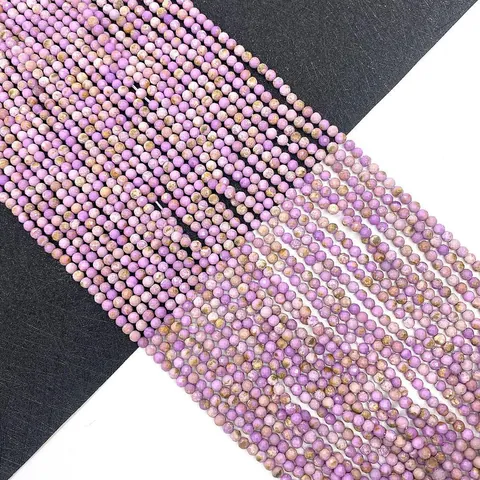 Natural Stone Faceted Purple Phosphosiderite Small Round Beads For DIY Jewelry Making Necklaces Bracelets Accessories