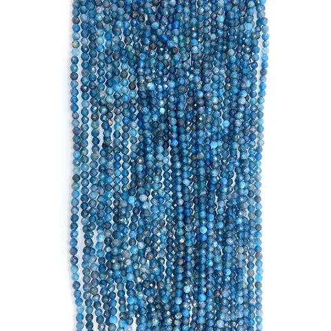 Natural Blue Apatite Faceted Round Beads For Jewelry Making DIY Bracelets Necklaces Small Loose Stone Beads