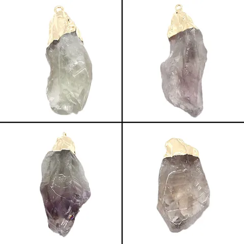 Natural Raw Stone Irregular Crystal Point Pendants Electroplated Copper Cap DIY Jewelry Making Charms For Men Women