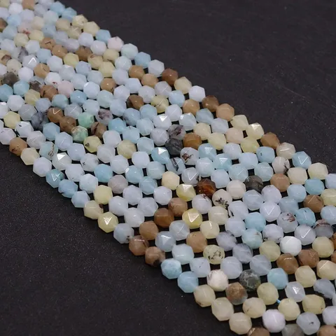 Perles en Vrac Rondes en Pierre Amazonite Naturelle Facettée pour la Fabrication de Bijoux DIY Colliers Bracelets Accessoires Pierres