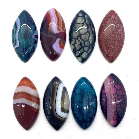 Naturstein Achat Marquise Cabochon Perlen Poliert Drachenader Gebänderter Achat Reisform Edelstein DIY Schmuckherstellung Zubehör