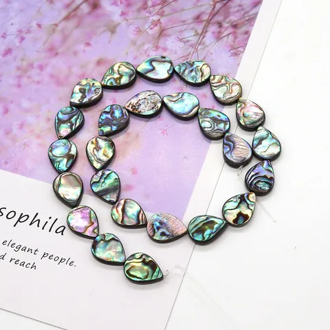 Natural Abalone Shell Teardrop Beads For Jewelry Making Iridescent Rainbow Shell Loose Beads For DIY Necklace Bracelet Accessory