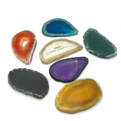 Natürlicher Achatstein Anhänger Unregelmäßige Scheibe Geode Druzy Für DIY Schmuckherstellung Halskette Zubehör Nur Anhänger