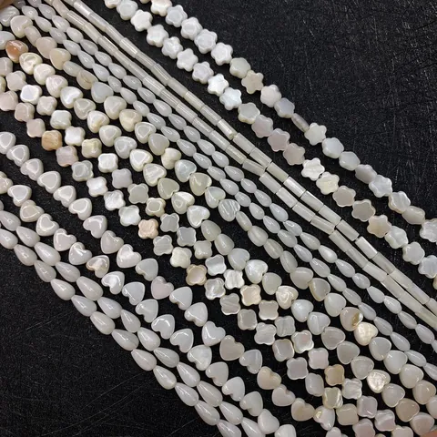Perline di Conchiglia in Madreperla Bianca Naturale Cuore Stella Fiore Forma di Goccia Fai da Te Collana Bracciale Accessorio