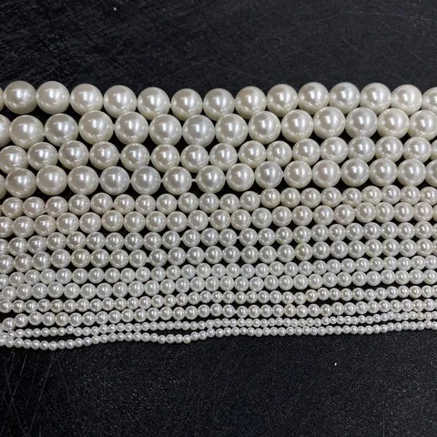 Natural Seawater Shell Beads White Round Polished Loose Beads For DIY Necklace Bracelet Jewelry Making Accessories