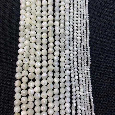 Natural Trochus Shell Beads Round Polished White Flesh Color Loose Beads For DIY Necklace Bracelet Jewelry Making Accessories