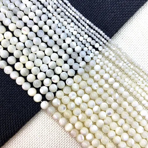 Natural Trochus Shell Beads Round Polished White Flesh Color Loose Beads For DIY Necklace Bracelet Jewelry Making Accessories