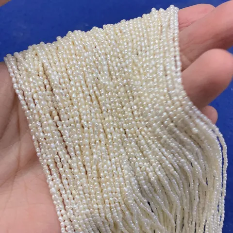 Fili di Perle d'Acqua Dolce Naturali a Forma di Riso 1,8-2,2 mm Perline Sciolte Bianche per Creazione di Gioielli Fai-da-te Collana Bracciale