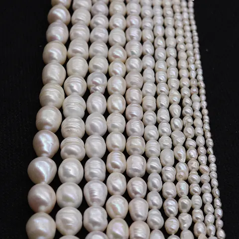 Perle d'Acqua Dolce Naturali a Forma di Riso Perline Sciolte Filettate Fili di Perle Bianche per Creazione di Gioielli DIY Bracciale Collana Accessori Matrimonio