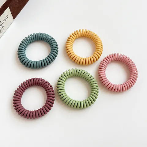Large Morandi Matte Spiral Telephone Line Hair Ties High Elasticity No Damage Ponytail Holder Plastic Resin Hair Accessories For Women